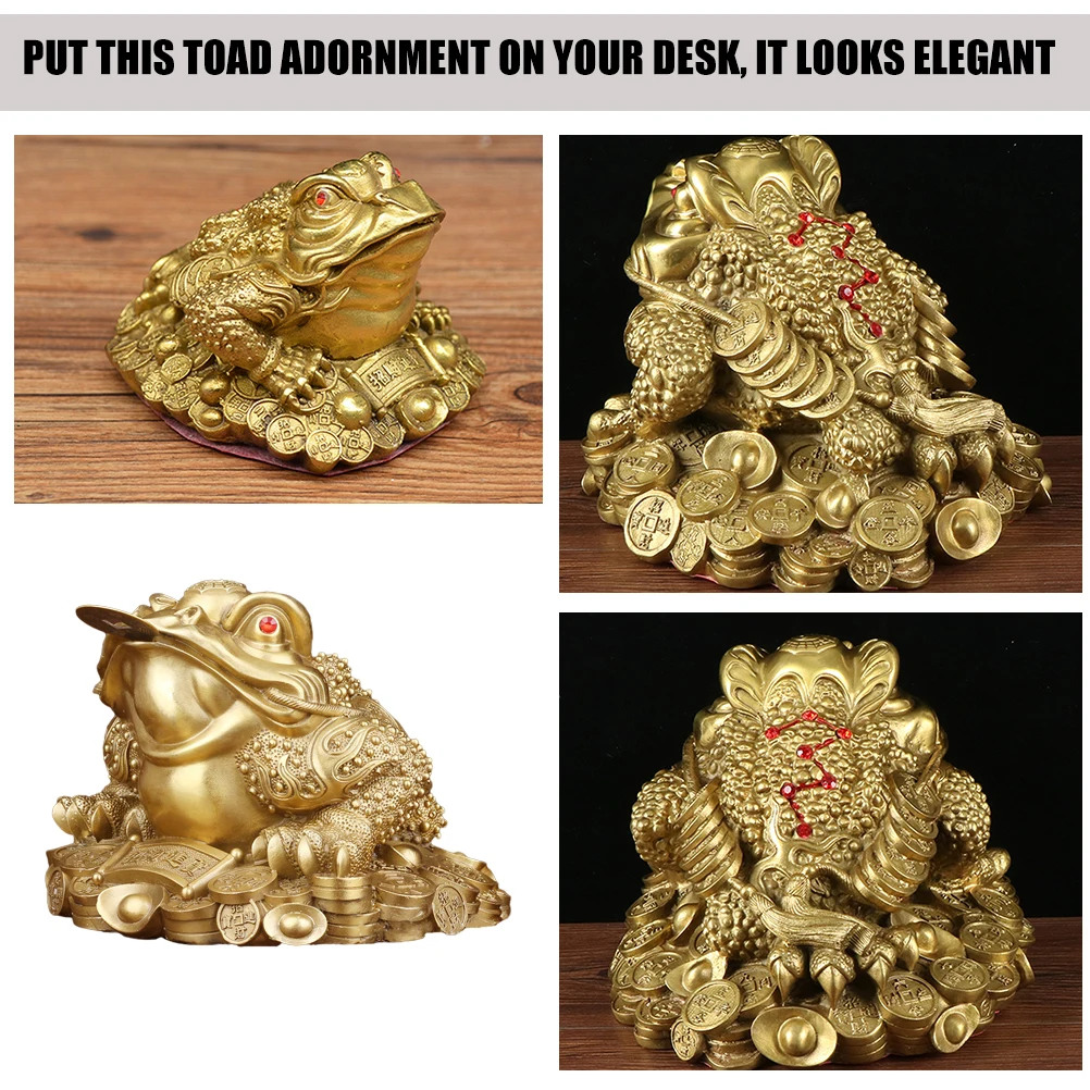 

Copper Gold Toad Wealth Frogs Sculpture Desktop Statue Animal Decor Home Office Ornament Small Figurine