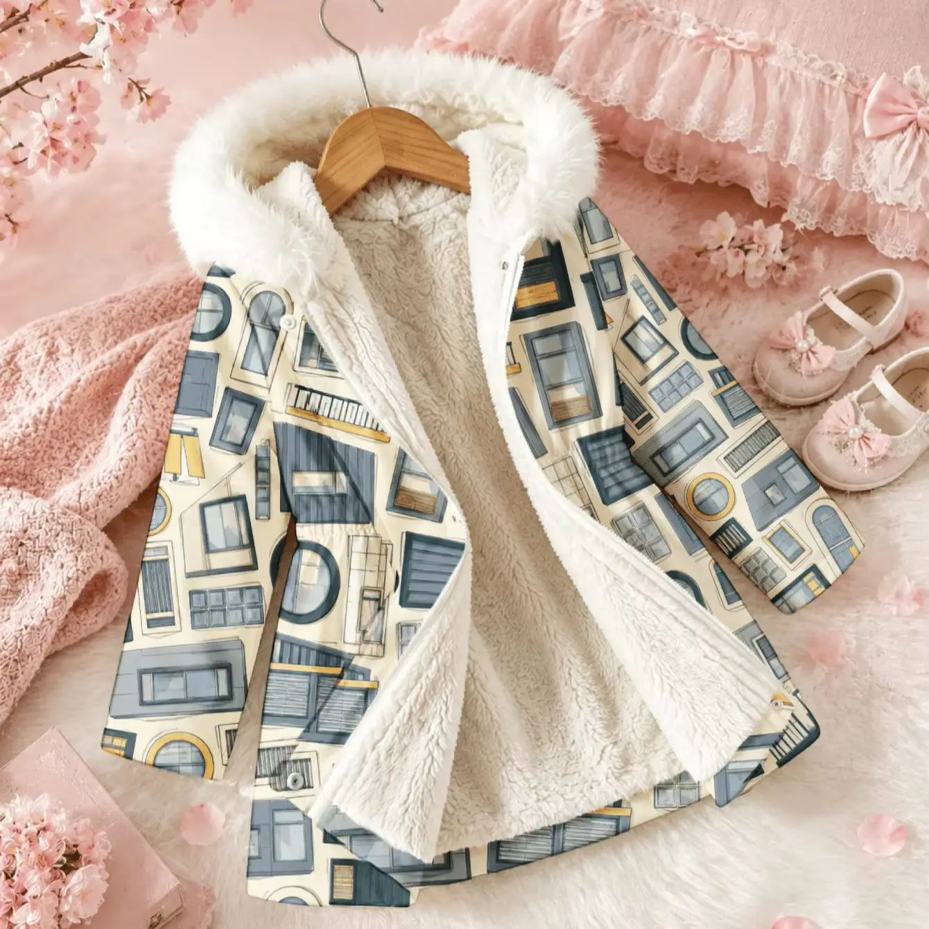 Warm Fleece Lined Cotton Jacket Winter Insulation Outerwear for Cold Weather Comfortable Soft Cotton Coat for Men Women