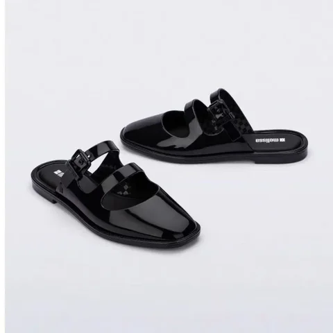 Тапочки Мэри Джейн на низком каблуке Melissa, женские сандалии на плоской подошве, летние туфли-стринги без шнуровки с пряжкой и круглым носком, материал ПВХ