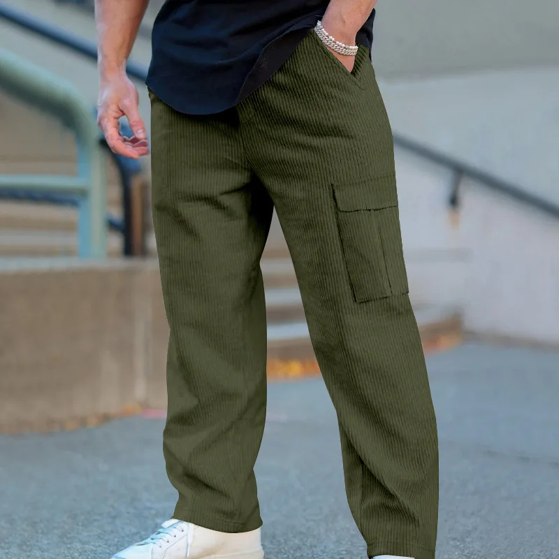 

Cross-border heavy corduroy pants men's loose autumn retro casual tooling men's versatile loose wide-leg trousers