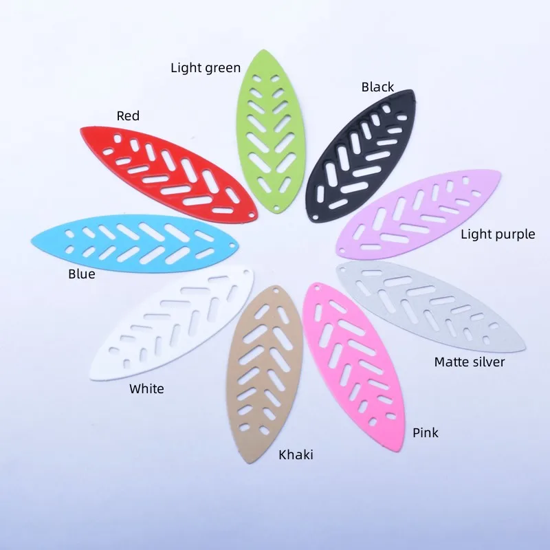 10 Stück AB8144 Messing-Filigran-Anhänger mit langen Blättern, bunte Ohrringe, Anhänger für DIY-Schmuckherstellung – Detail 1