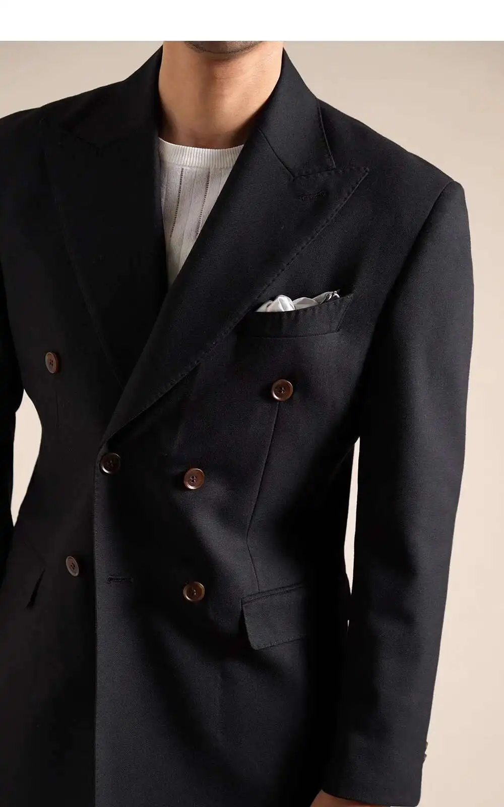 Double Breasted Wedding Suit Men Tuxedo Suit Smoking Homme Mariage Traje Novio 2024 Wool Italian Blazers Suit For Men's Business - view 4