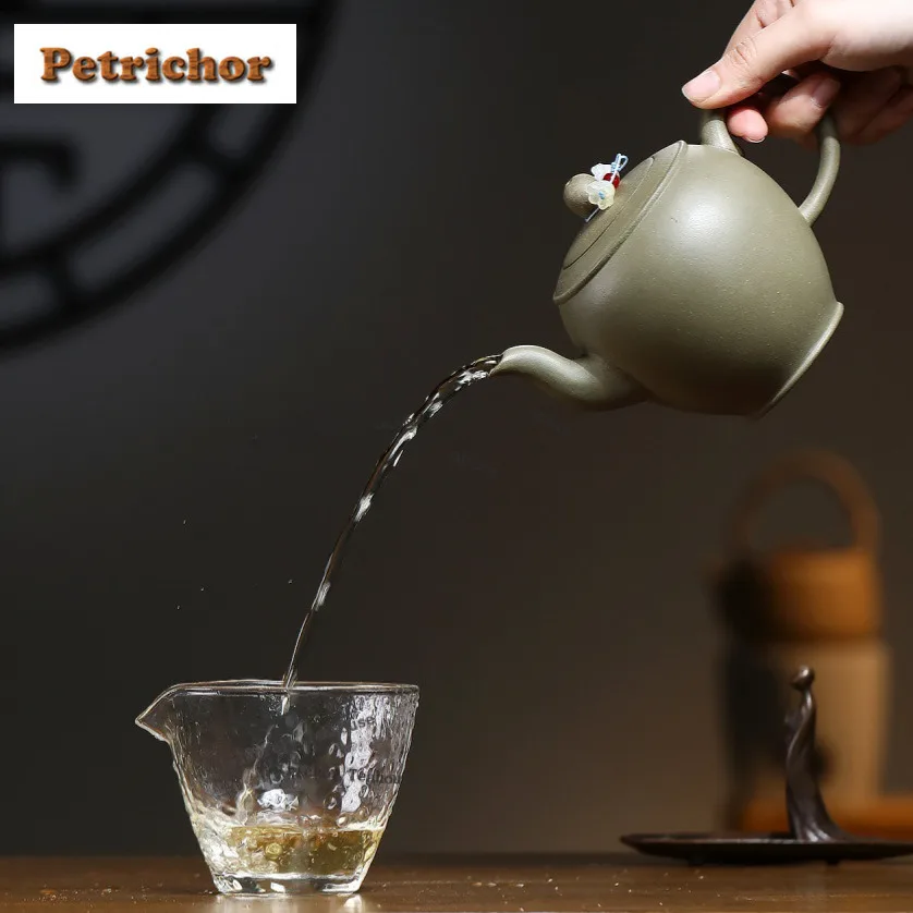 410ml Retro Yixing Purple Clay Teapots Handmade Beauty Shoulder Palace Lantern Pot Raw Ore Bean Green Mud Kettle Zisha Tea Set