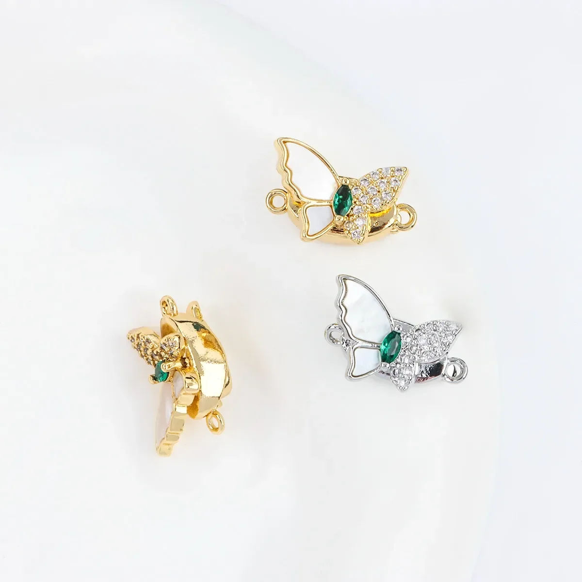 Color-preserving 18K Real Gold-plated Zircon Shell Butterfly Ingot Buckle Jewelry Socket Press Buckle End Buckle DIY Accessories