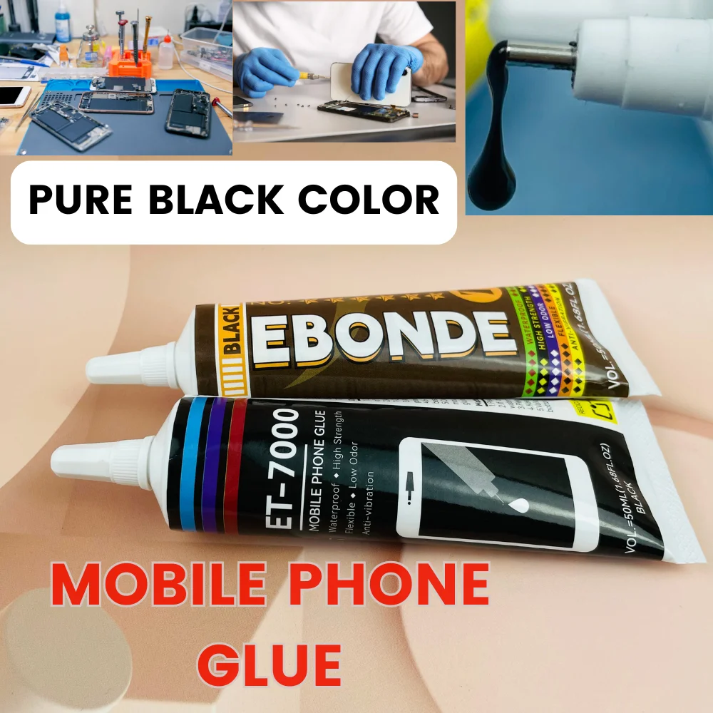 Black T7000 Anti-Vibration Phone Repair Electronic Component Contact Adhesive T-7000 Battery Back Glass High Strength Soft Glue