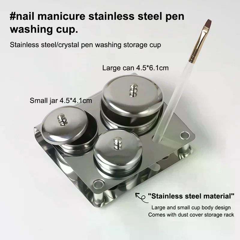 3/5pcs Stainless Dappen Dish Cups Set Salon Manicure Acrylic Powder Liquid Container Organizer Tray Dappen Dish Nail Art Tools