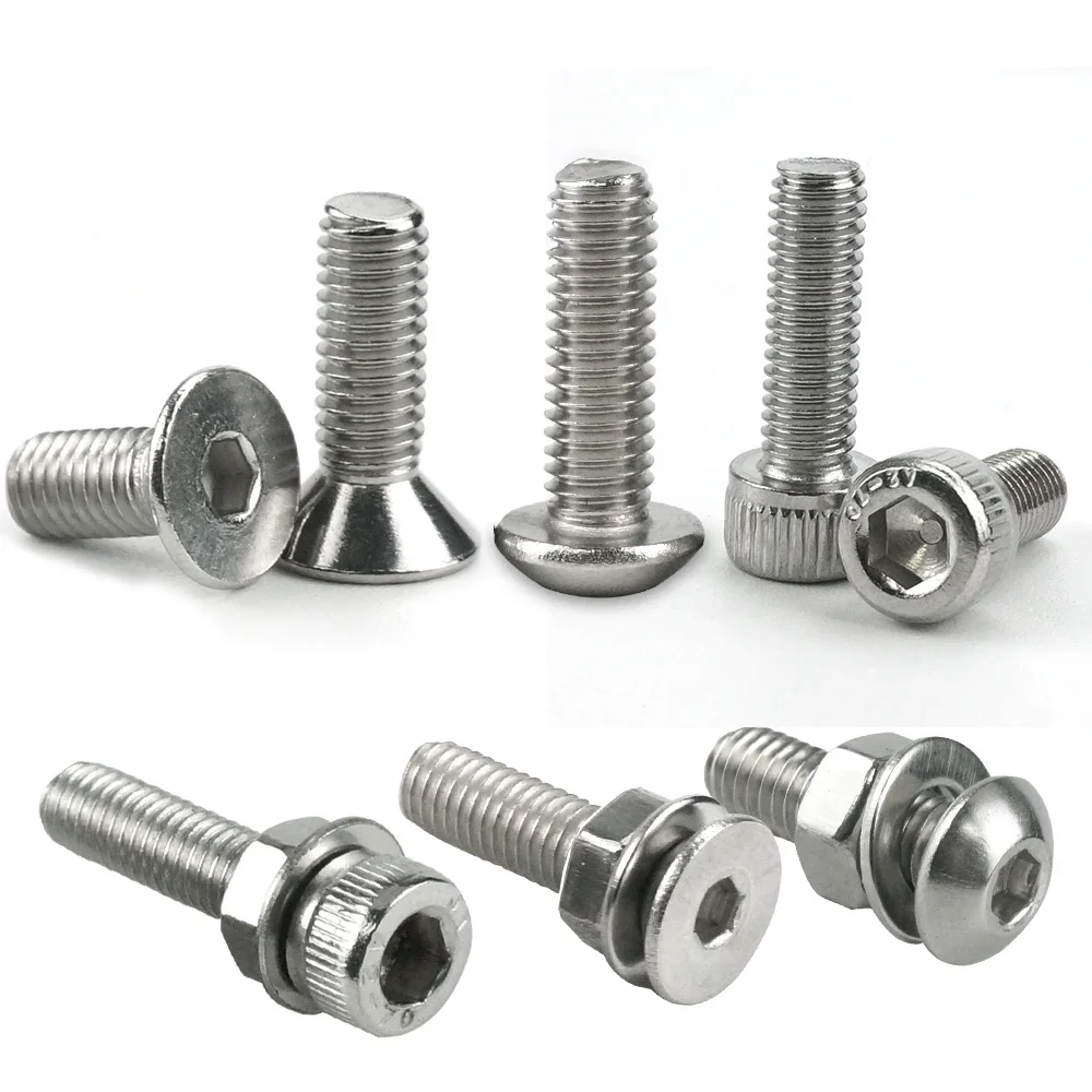 

Набор гаек с шестигранной головкой и шестигранной головкой, 580 шт./компл., нержавеющая сталь M2 M3 M4 M5, набор винтов с шестигранной плоской круглой головкой