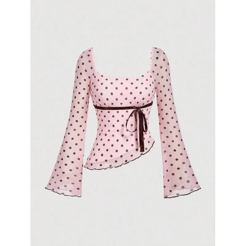 

Polka Dot Bow Short Set Women's Fashion Summer Outfit Knot Design Cross-Border Clothing Ensemble No Brand Registered