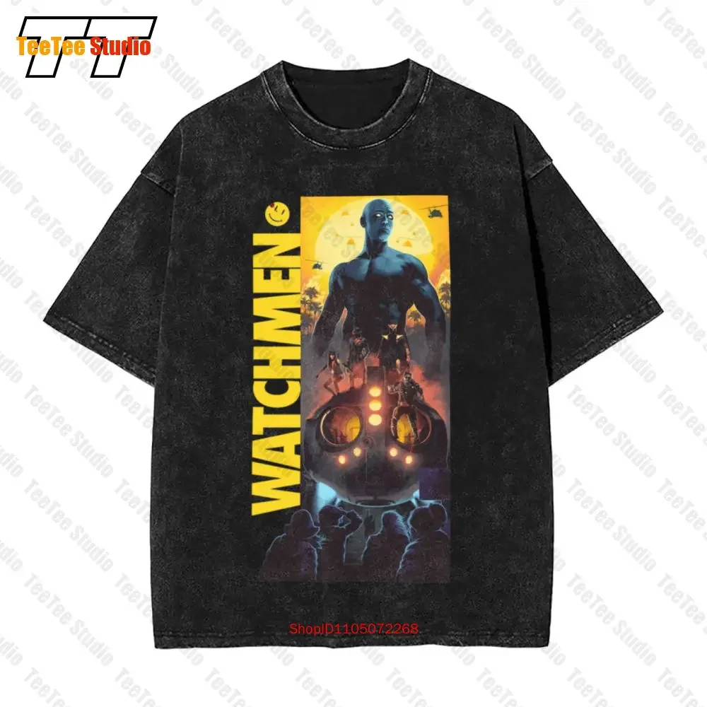 Watchmen Dr Manhattan Silk Spectre Nite Owl Comedian Rorschach Black Vintage Oversized T-Shirt XFTP