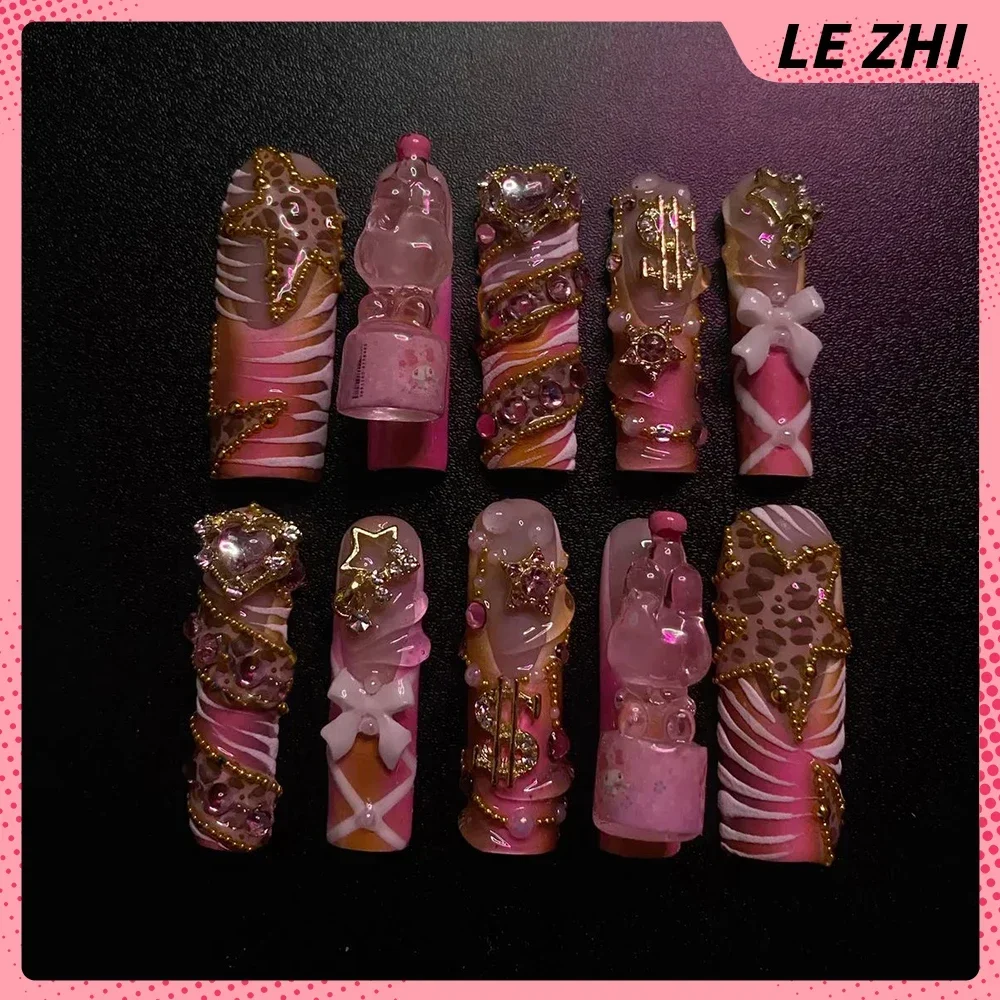 Y2K Stytle Duck-Bill Xl Shape Handmade Press On Nails Europe-America Spice Girl Artifical Fake Nail Party Stickers
