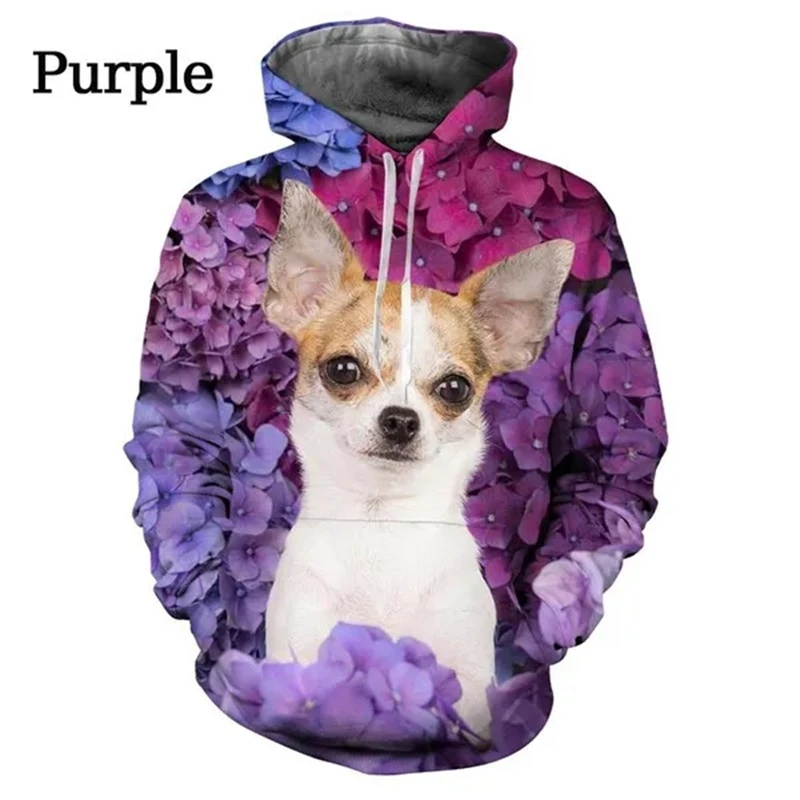 Sudadera con capucha para hombre y mujer, suéter informal con estampado 3D de perro Chihuahua, ropa de calle de gran tamaño, novedad