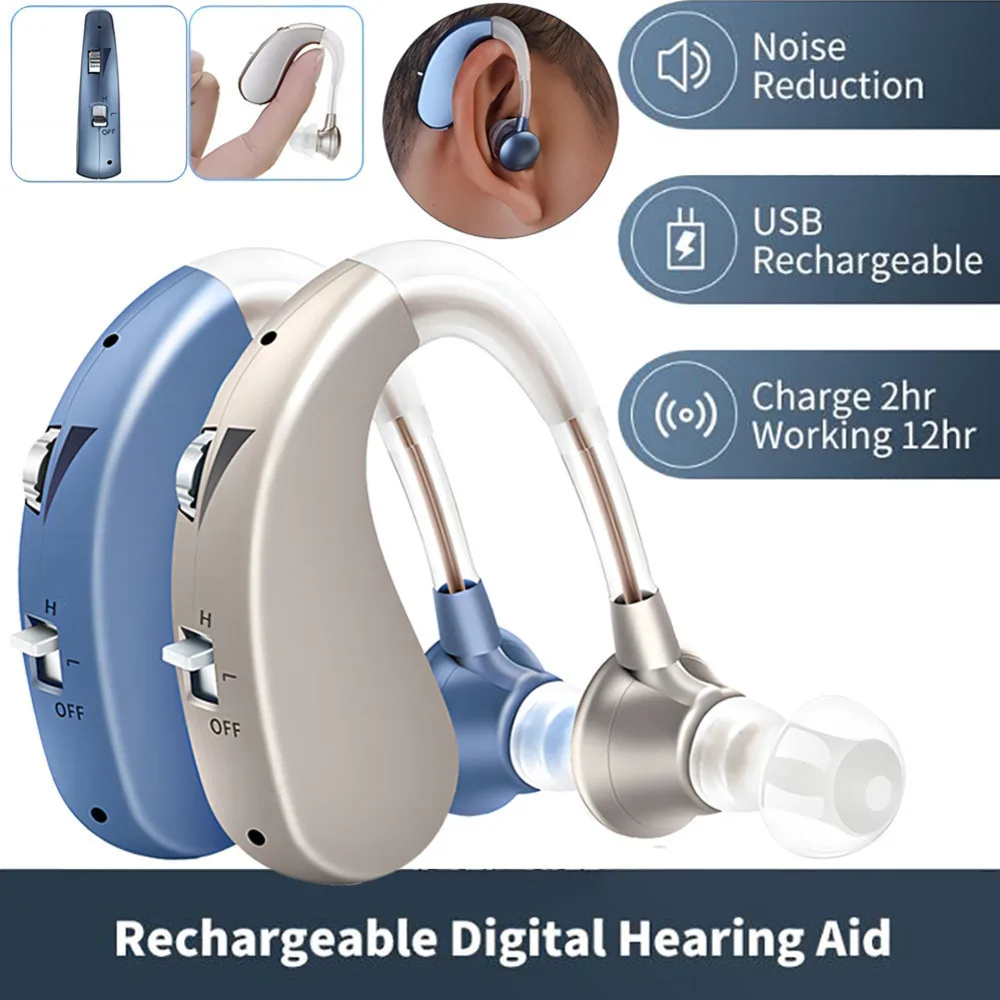 Enhanced Sound Ear-Hook Charging Elderly Earphones Rechargeable Noise-Canceling Clear Audio ComfortFit Earbuds For Senior Gift