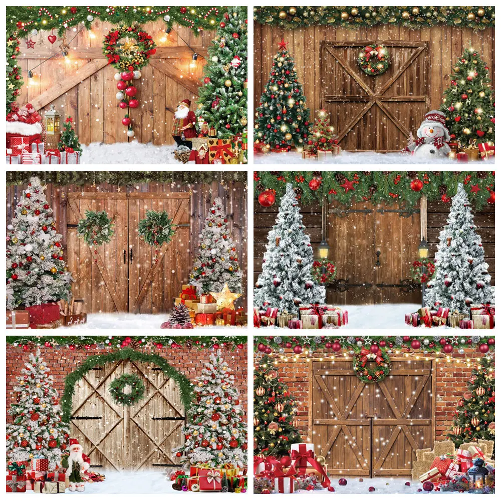 pano-de-fundo-de-natal-inverno-arvore-de-natal-presentes-porta-de-madeira-celeiro-feliz-natal-festa-adulto-familia-bebe-retrato-fotografia-fundo