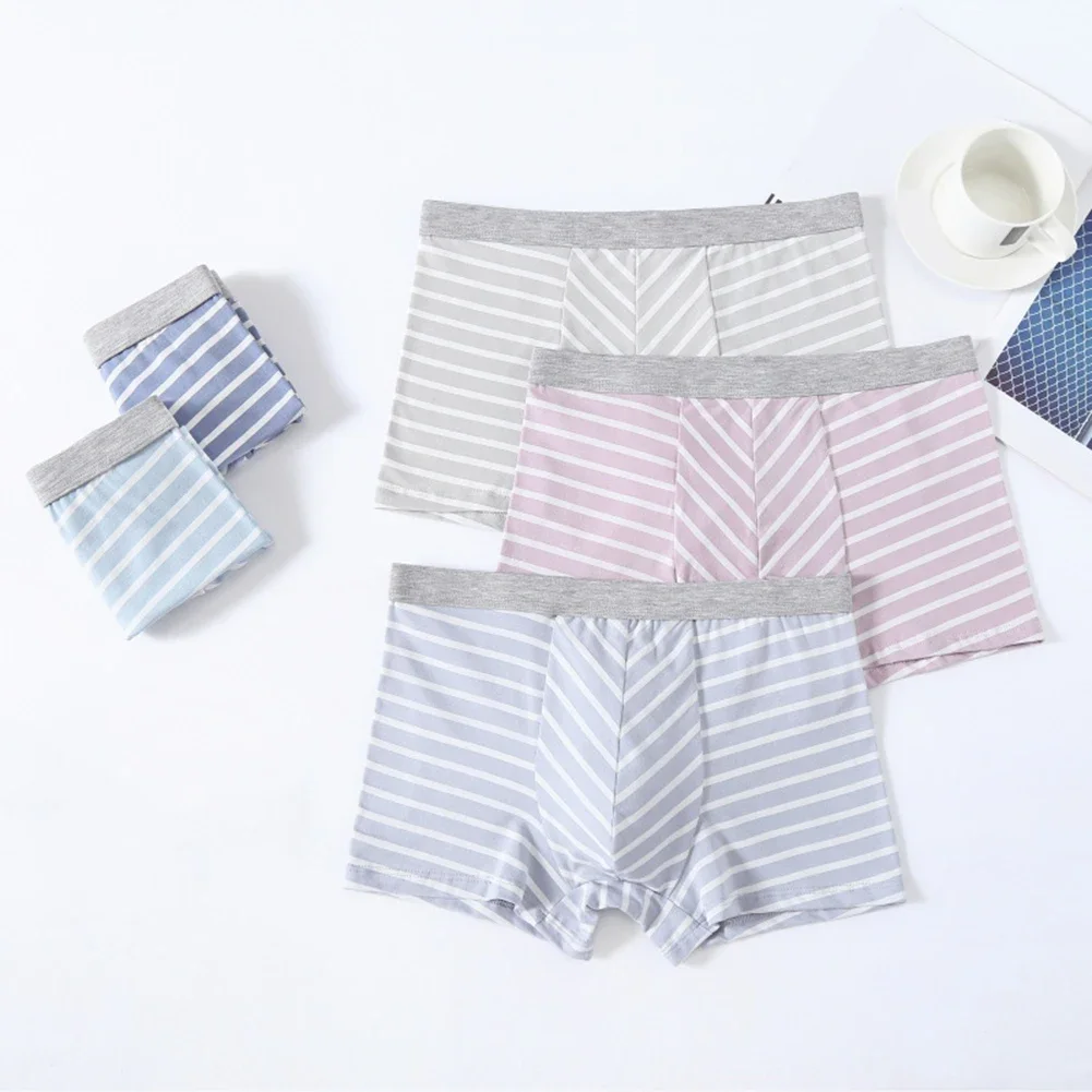 Ropa interior a rayas para hombre, calzoncillos tipo bóxer transpirables sin costuras, sencillos, finos y cómodos