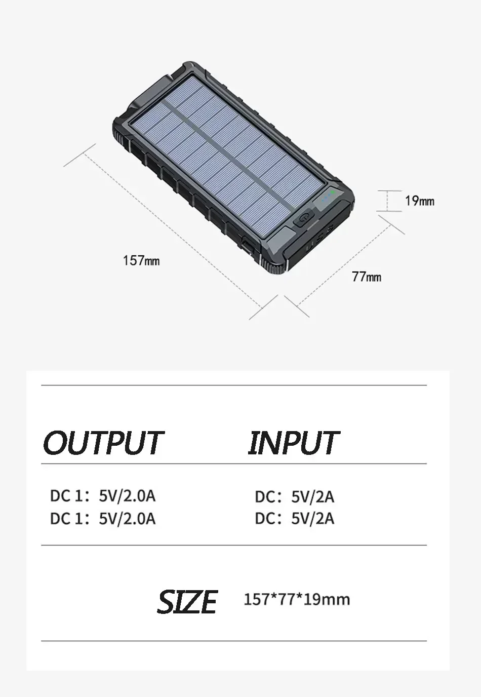 

10000mAh Solar Power Bank - Waterproof & Ultra-Fast Charging | Camping, Hiking & Outdoor | Multifunctional + Built-in Compass