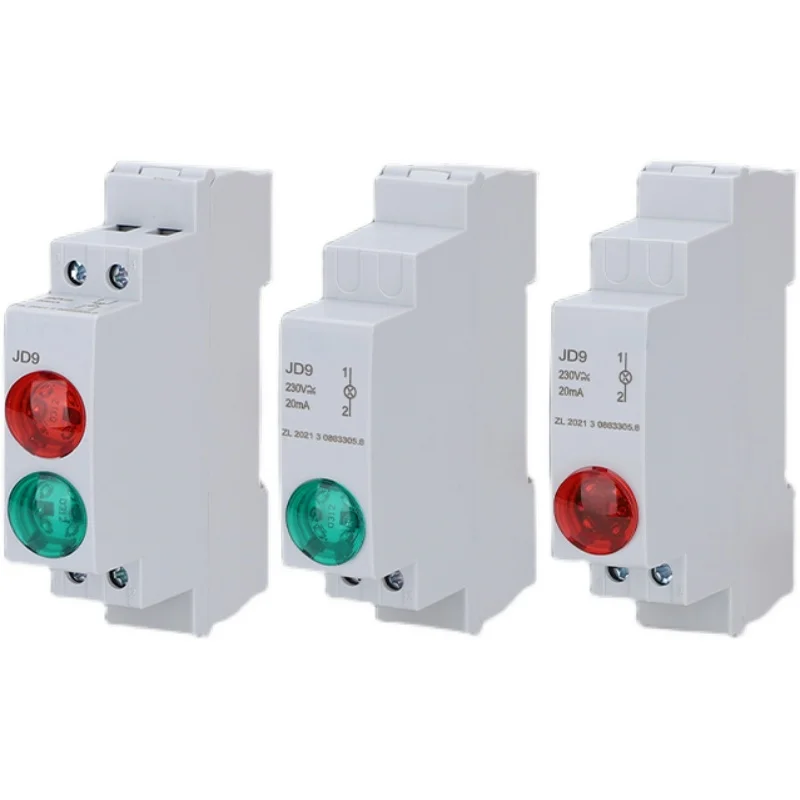 Feu de signalisation sur rail DIN, indicateur d'alimentation LED, lumière de signalisation DC AC220v 24v vert rouge, arrêt de démarrage, indication du travail JD9