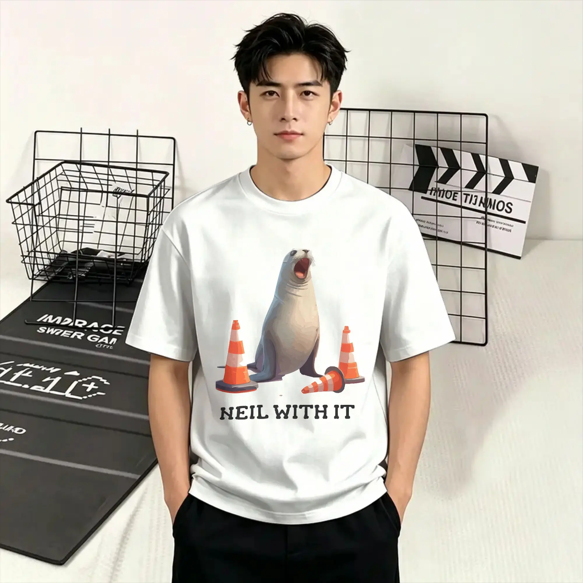 Men's Neil the Seal  T Shirts  100% Cotton Clothes Funny Short Sleeve Round Collar Tee Shirt Gift Idea T-Shirt