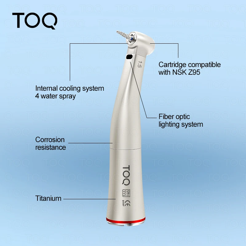 1:5 Push Button Low Speed Fiber Optic Contra Angle Handpiece Dental Equipment With Red Ring X95L