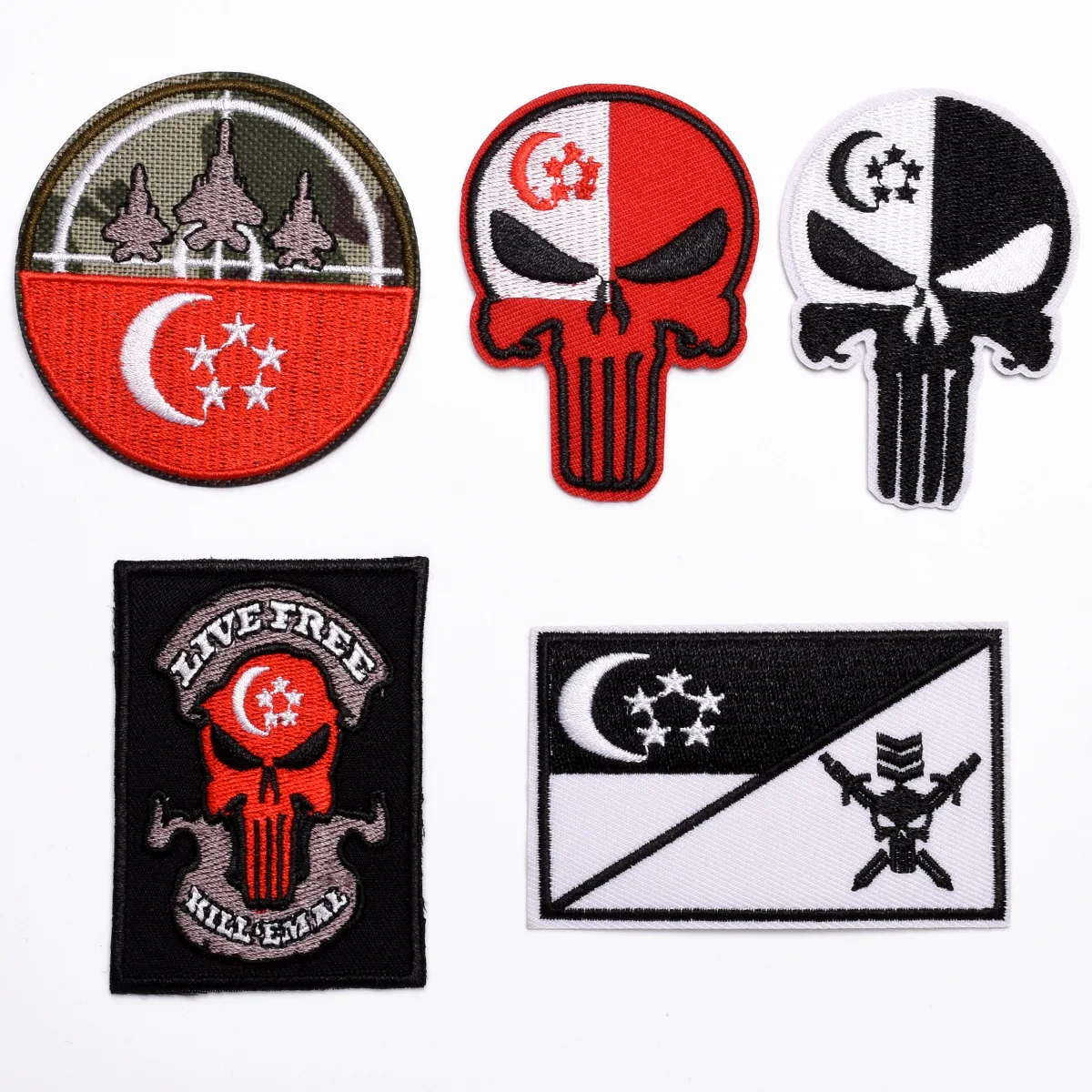 

Skull Tactical Morale Slogans Badge Iron on patches Embroidered DIY Hat Backpack Clothes Sewing ironing Sticker