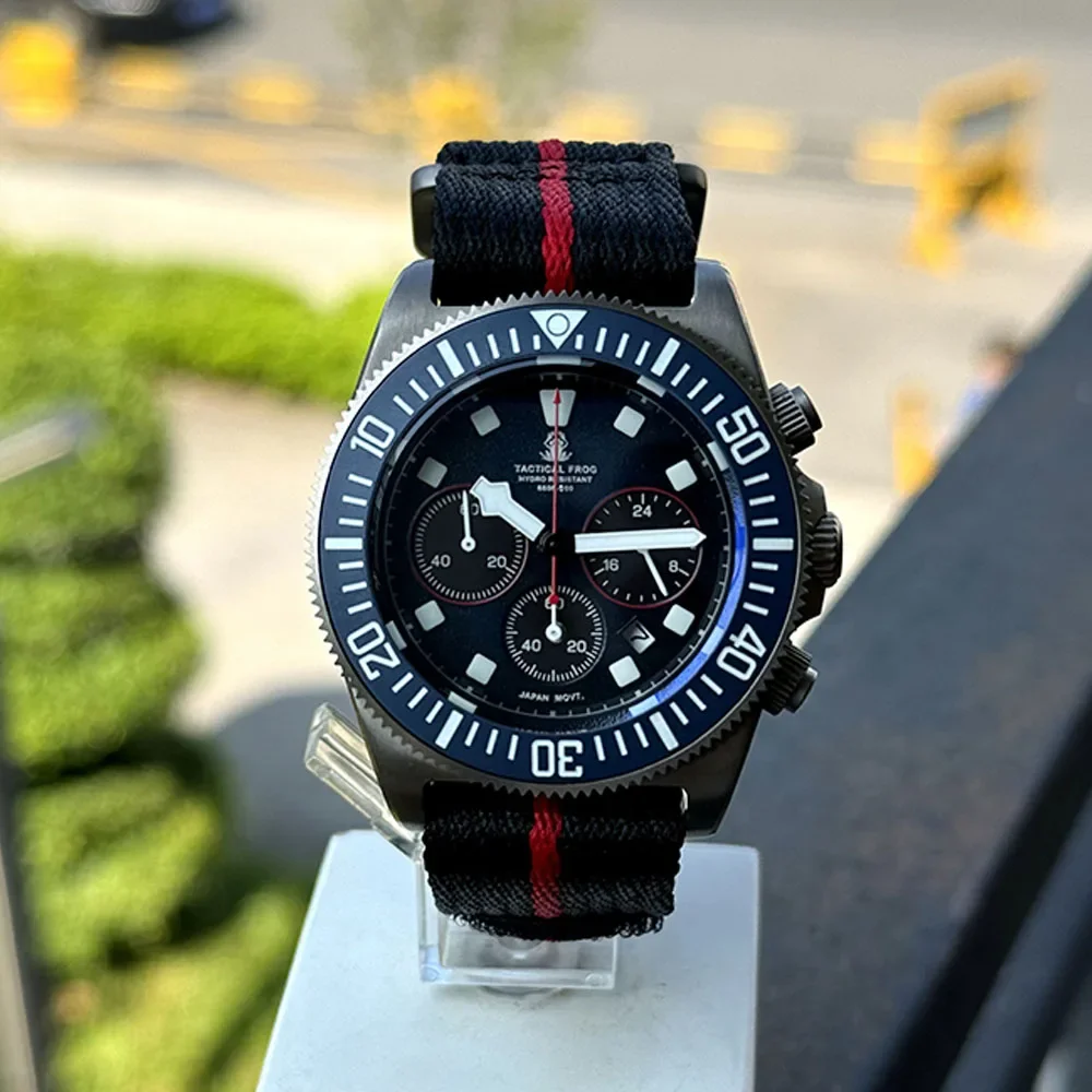 Reloj de pulsera táctico de rana de titanio FXD eco-drive Panda, cronógrafo de 200M, resistente al agua, superluminoso, para buceo, envío directo