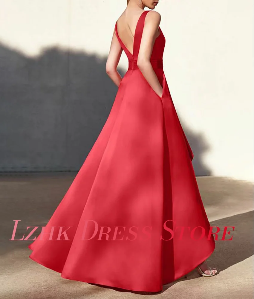 Сексуальное атласное многоярусное вечернее платье трапециевидной формы по индивидуальному заказу, без рукавов, с v-образным вырезом, длиной до пола فساتين سهرة, индивидуальный размер