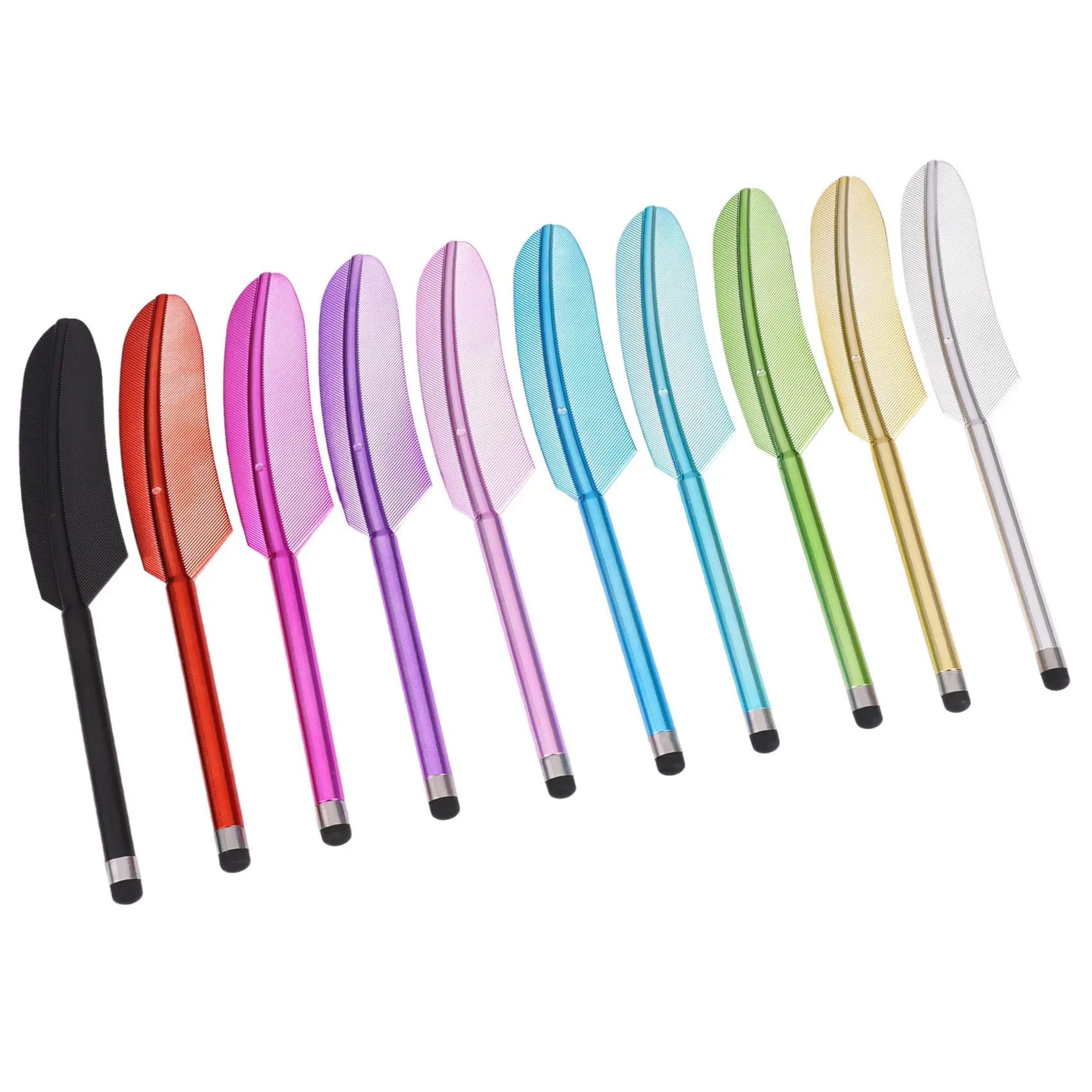 10 x Colorful Feather Handle Portable Stylus/Stylus Touch Pen Multi-function Earphone Plug Protection Cap Headset for Smartphone