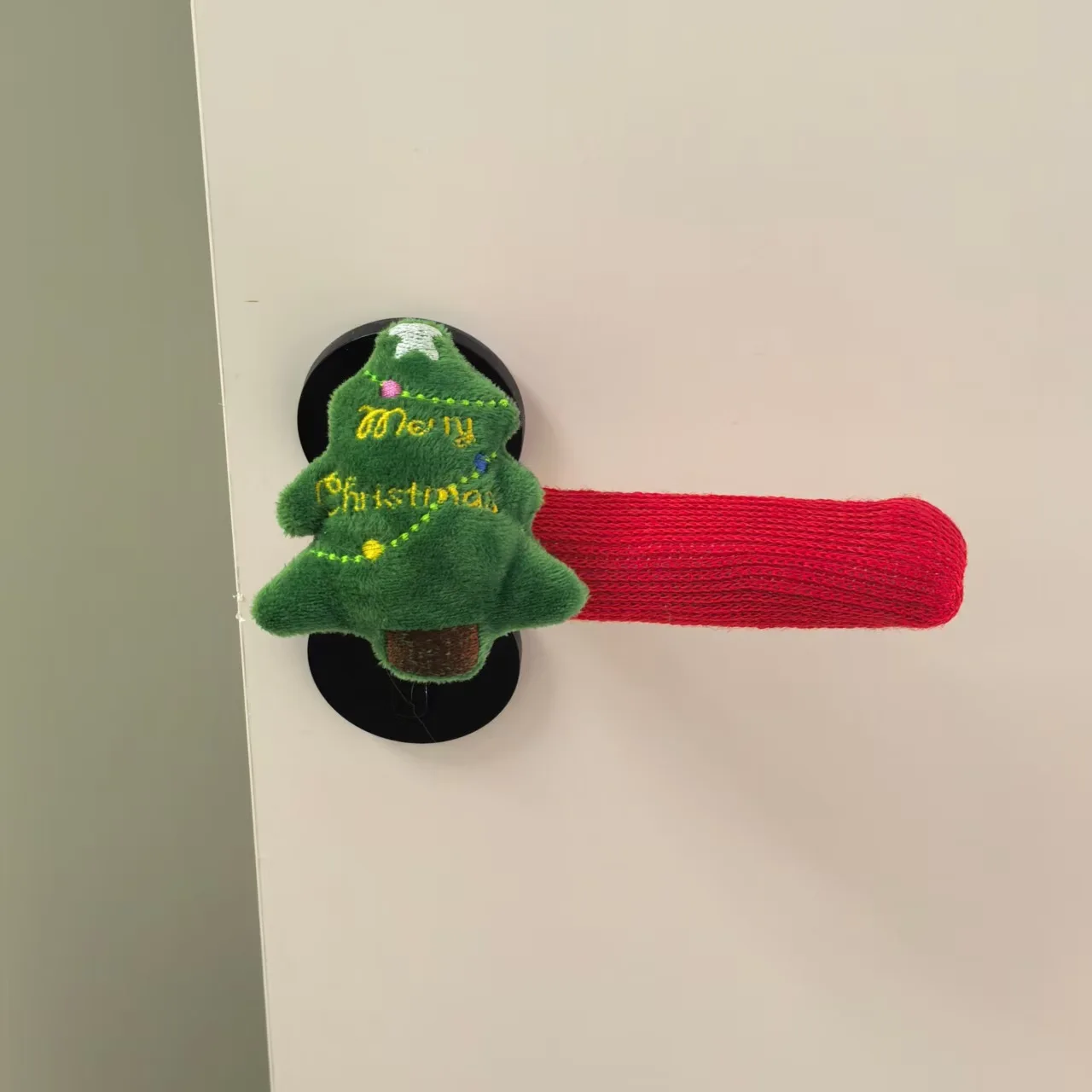 2Pcs Christmas Tree Door Handle Covers, Merry Christmas Door Knob Protectors, Left & Right Pair, Holiday Home Door Decoration