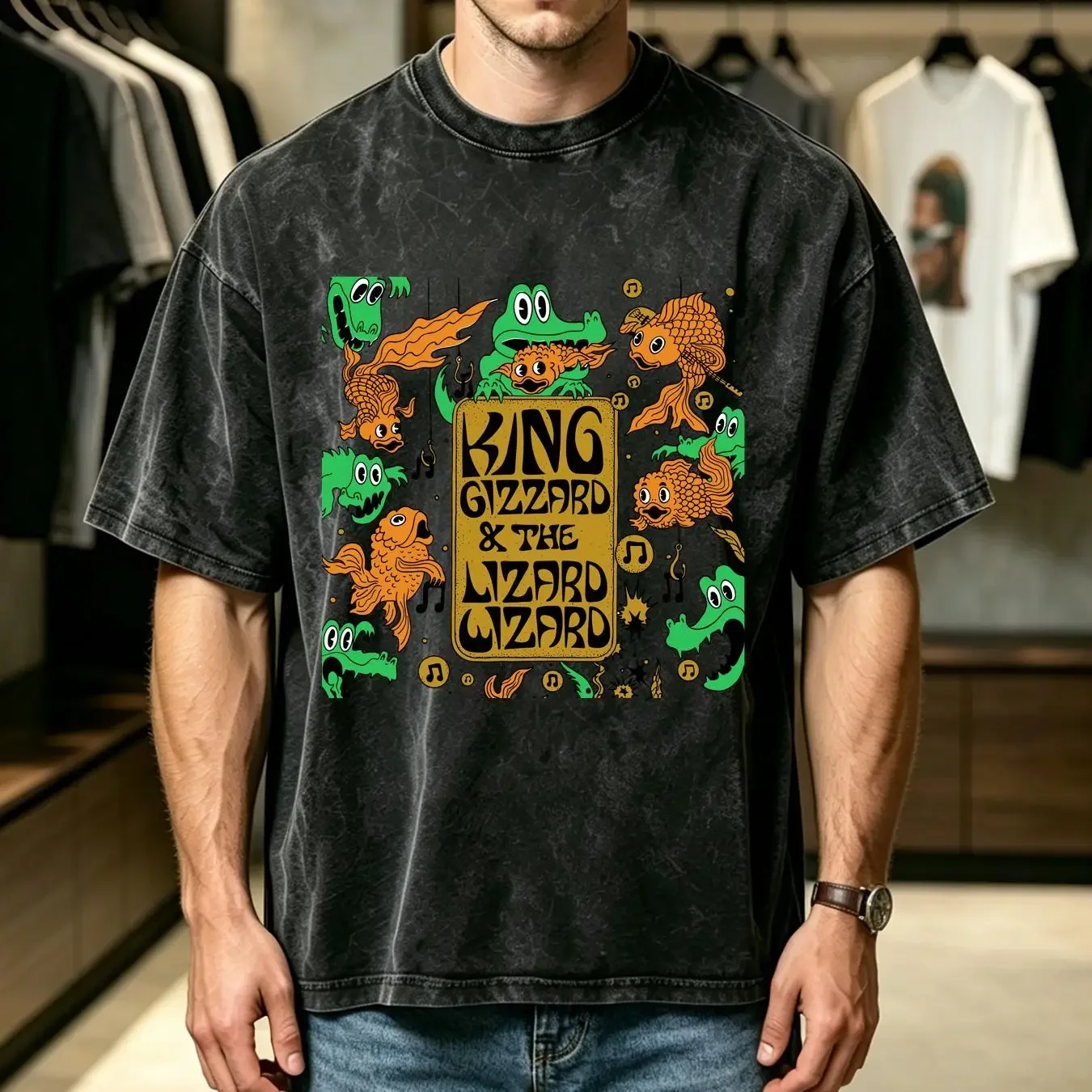 washed T Shirt King Gizzard The Lizard Wizard Band For Size S 5XL long or short sleeves vintage Washed Comfortable Stylish