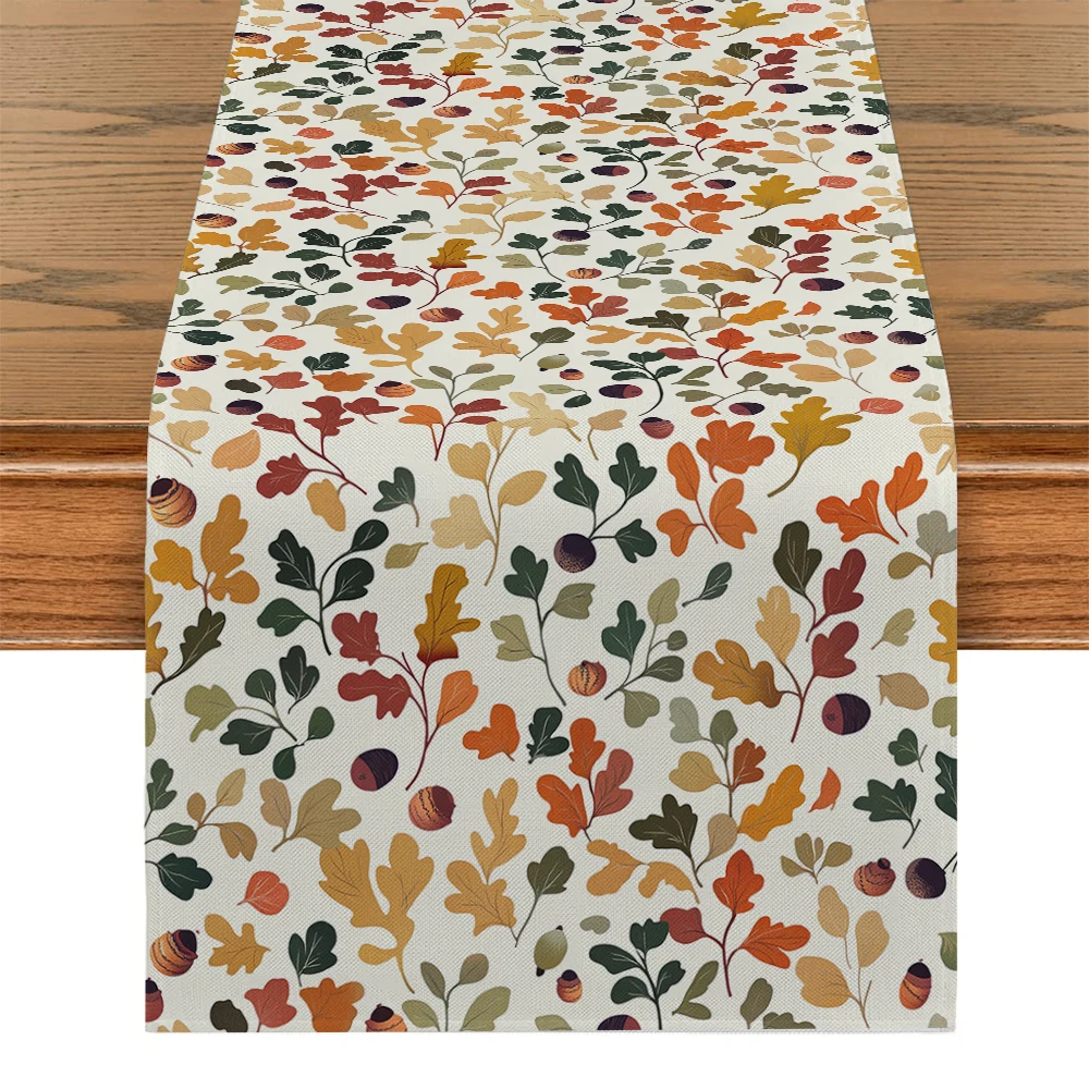 Leaves Pine Cones Maple Leaves Table Runners Dresser Table Decor Washable Kitchen Dining Coffee Table Runner Party Decor