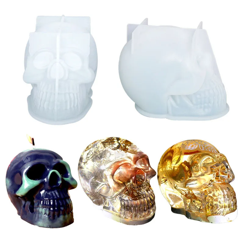 3D Skull Candle Silicone Mold DIY Halloween Decorative Candle Handmade Soap Plaster Epoxy Craft Casting Tools for Home Gifts