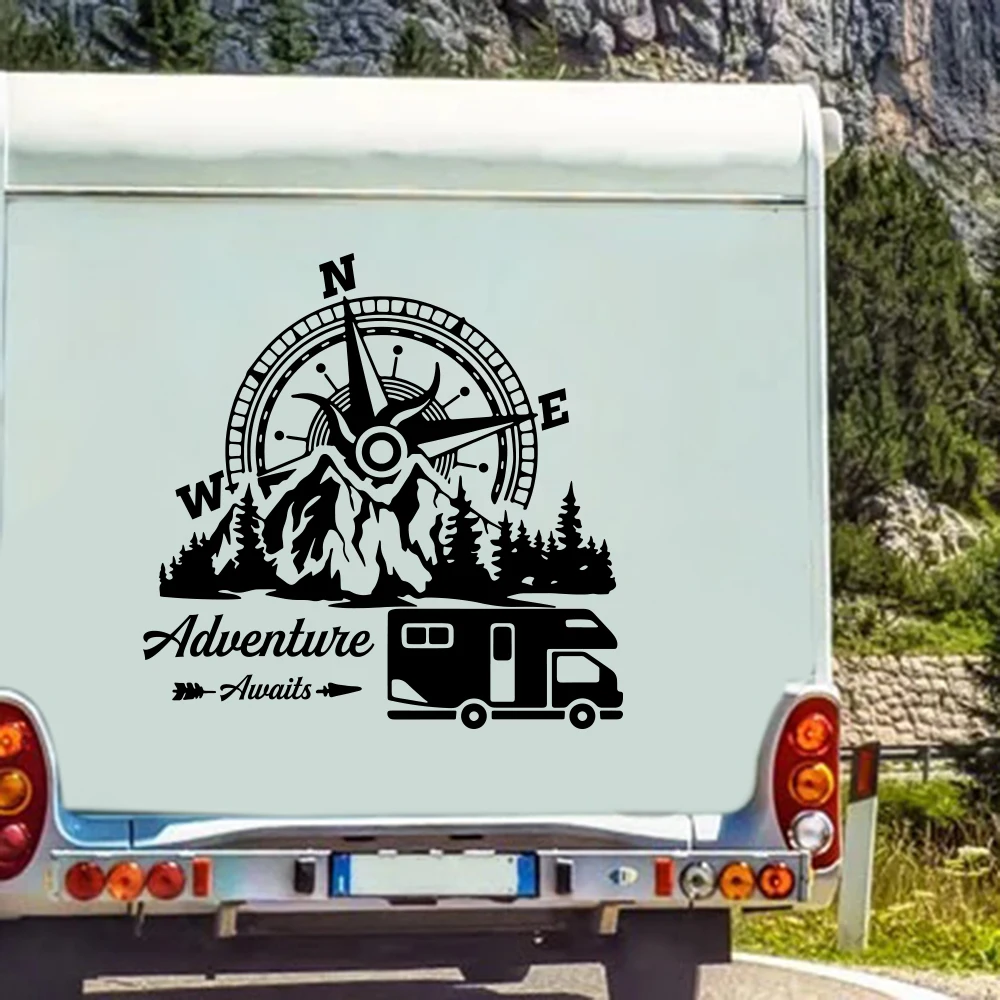

Compass Mountain Adventure Camper Rv Car Sticker Decal Always Take The Scenic Route Camping Motorhome Caravan Vinyl Decor