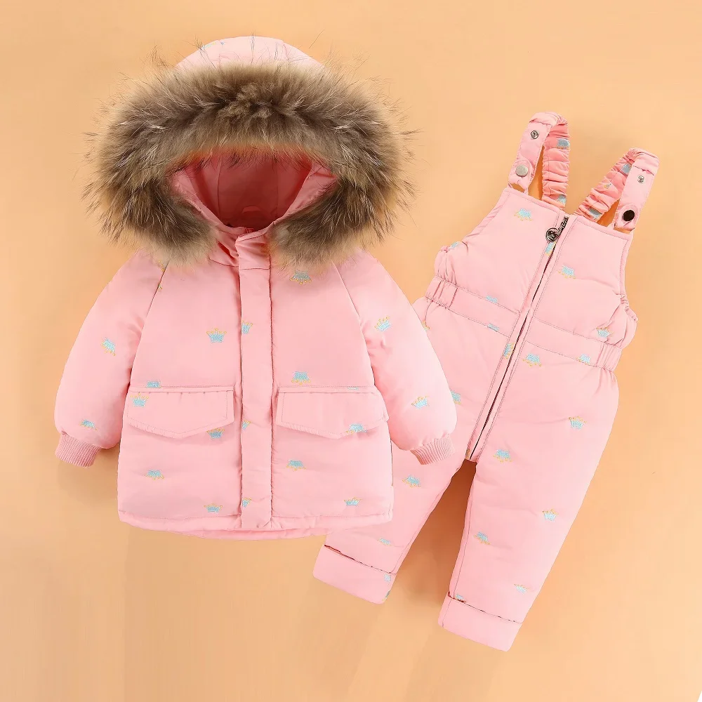 2024 Winter -30° Children Clothing Set Down Jacket Jumpsuit Baby Boy Parka Girl Clothes Toddler Thick Warm Overalls Snowsuit