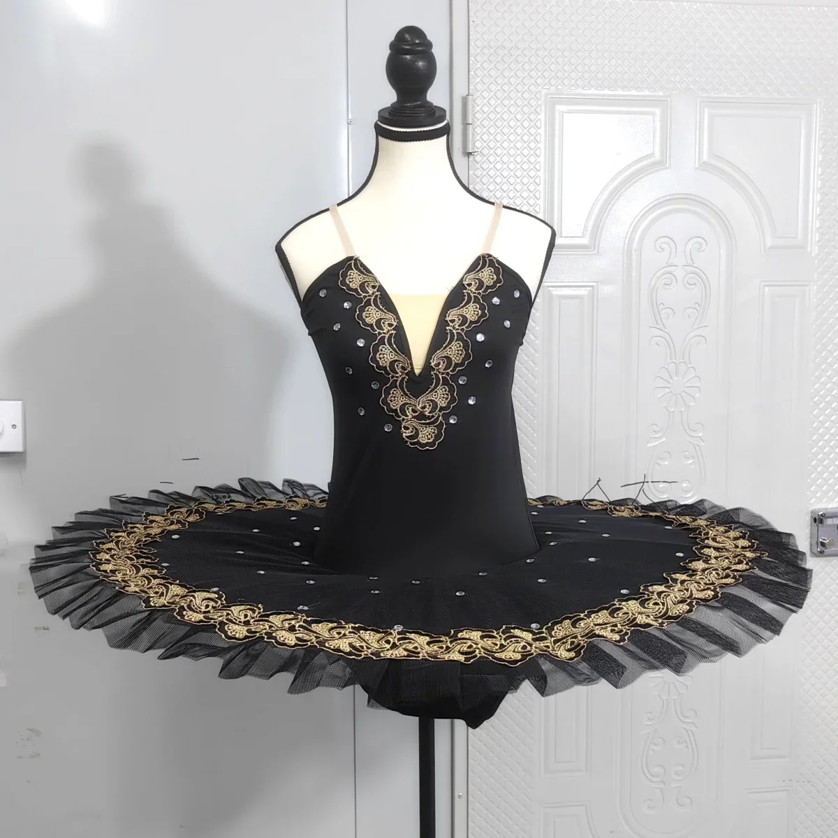 Black Professional Ballet Tutus For Girls Child Kids Swan Lake Ballet Dress Dance Clothes Pancake Ballerina Figure Skating Dress