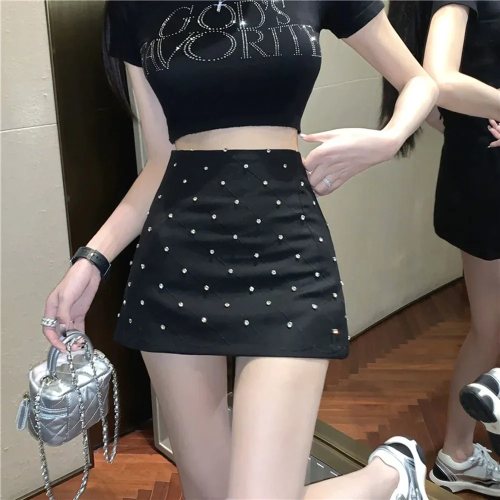 Sexy Fashion Ladies Wrap Hip Mini Skirt Chic Rhinestone Women Skirts Elegant Summer New High Waist Slim Skirts Clubwear L659