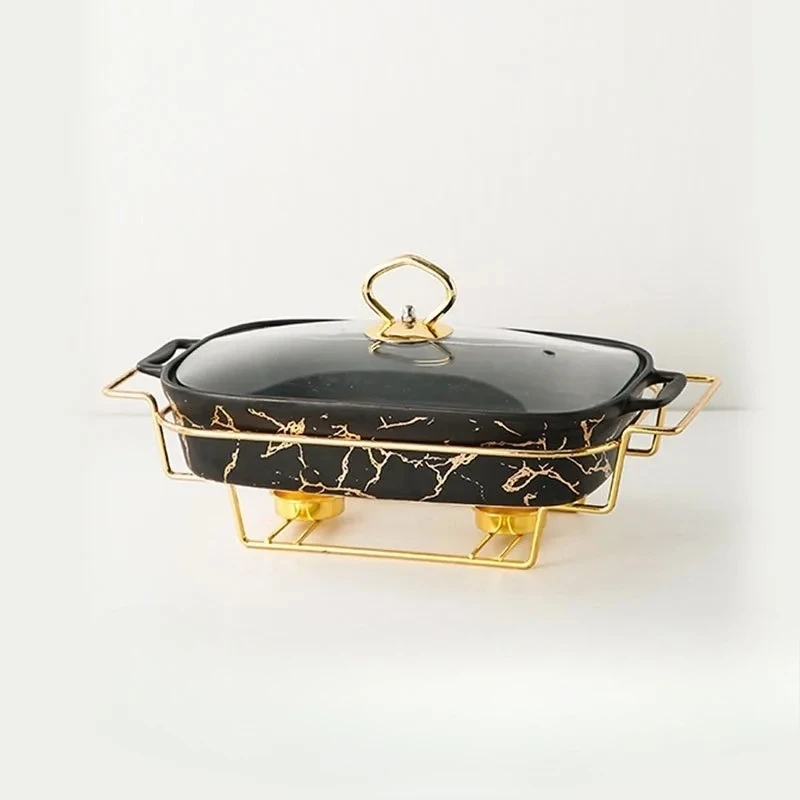 

#For Marble Hot Pot Buffet Set Soup Casserole Hot Pot Catering Fire Ceramic Deluxe Brown Box 6 pieces&