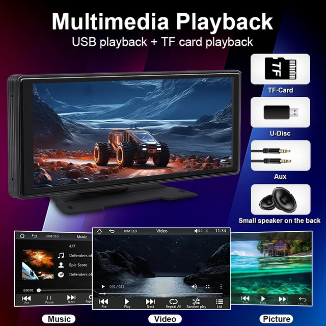 10.26" Car Mirror Radio Multimedia Video Player Universal Wireless Carplay Android Auto Screen With Bluetooth AUX USB 4 10.26" Car Mirror Radio Multimedia Video Player Universal Wireless Carplay Android Auto Screen With Bluetooth AUX USB 4