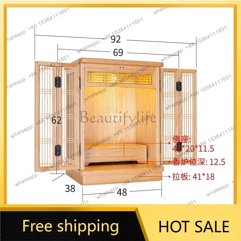 LJY SGF Buddhist shrine with door solid wood shrine wall-mounted household wall cabinet