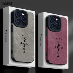 Luxury Leather Travis scot Phone Case For iPhone 11 12 13 14 15 16 17 Pro Max Plus Air XR Cactusjack Hip Hop Anti-fur Cover
