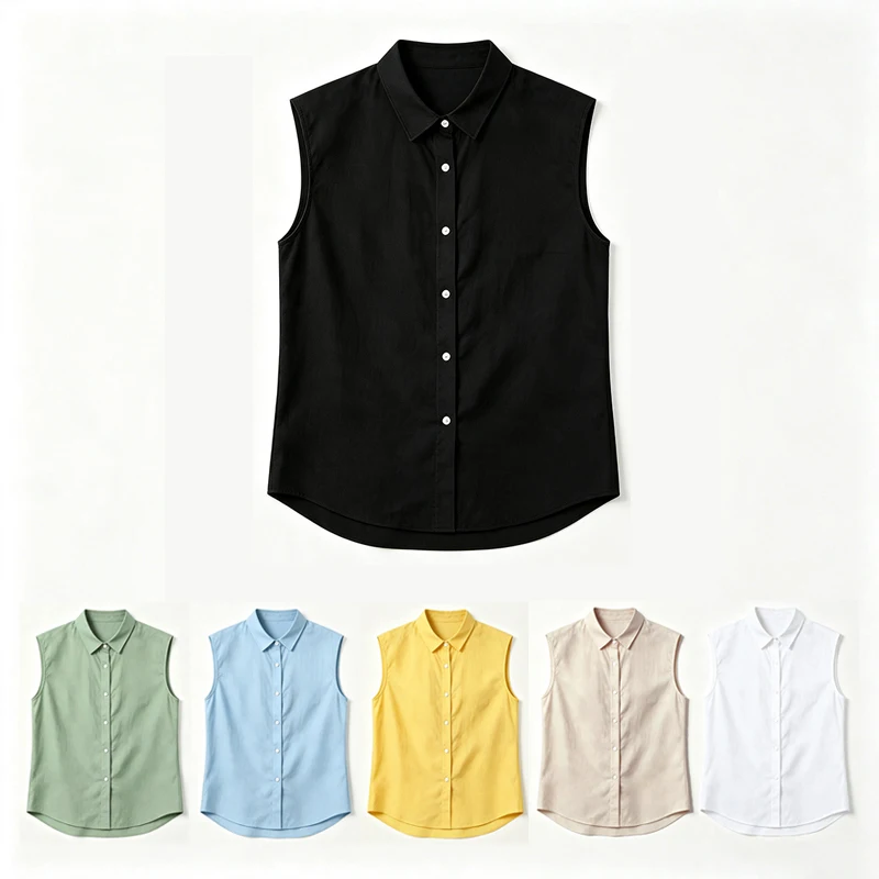 2026 Men's Sleeveless Cotton Linen Shirt Turn Down Collar Button Up Solid Regular Fit Summer Casual Beach Daily Outdoor Tops