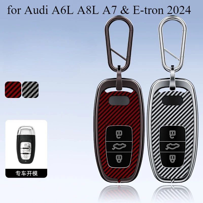 Zinc Alloy Key Fob Cover for Audi A6L A8L A7 & E-tron 2024 - Luxury Smart Key Shell with Key Ring