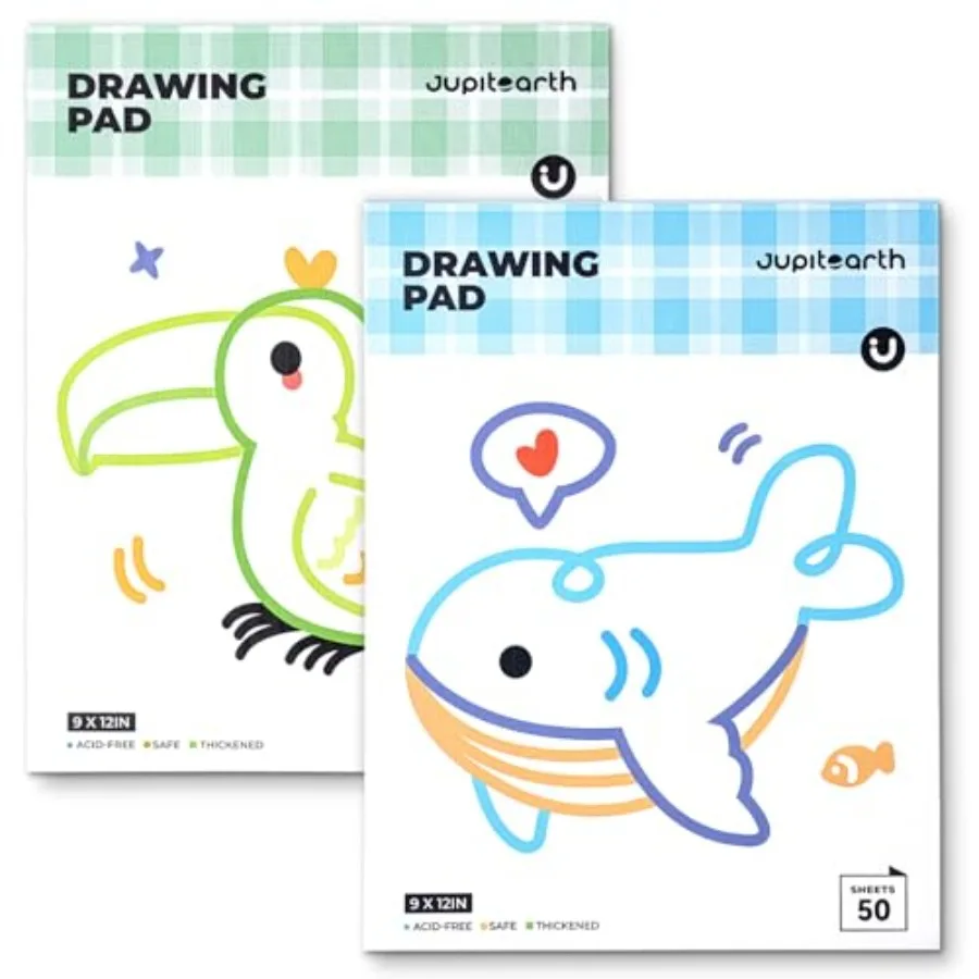 Sketch Pads, 2-Pack 50 Sheets 9x12 Inch Drawing Pad, Acid-Free Thickened Glue-Bound Sketchbook, Art Supplies, Drawing Paper for