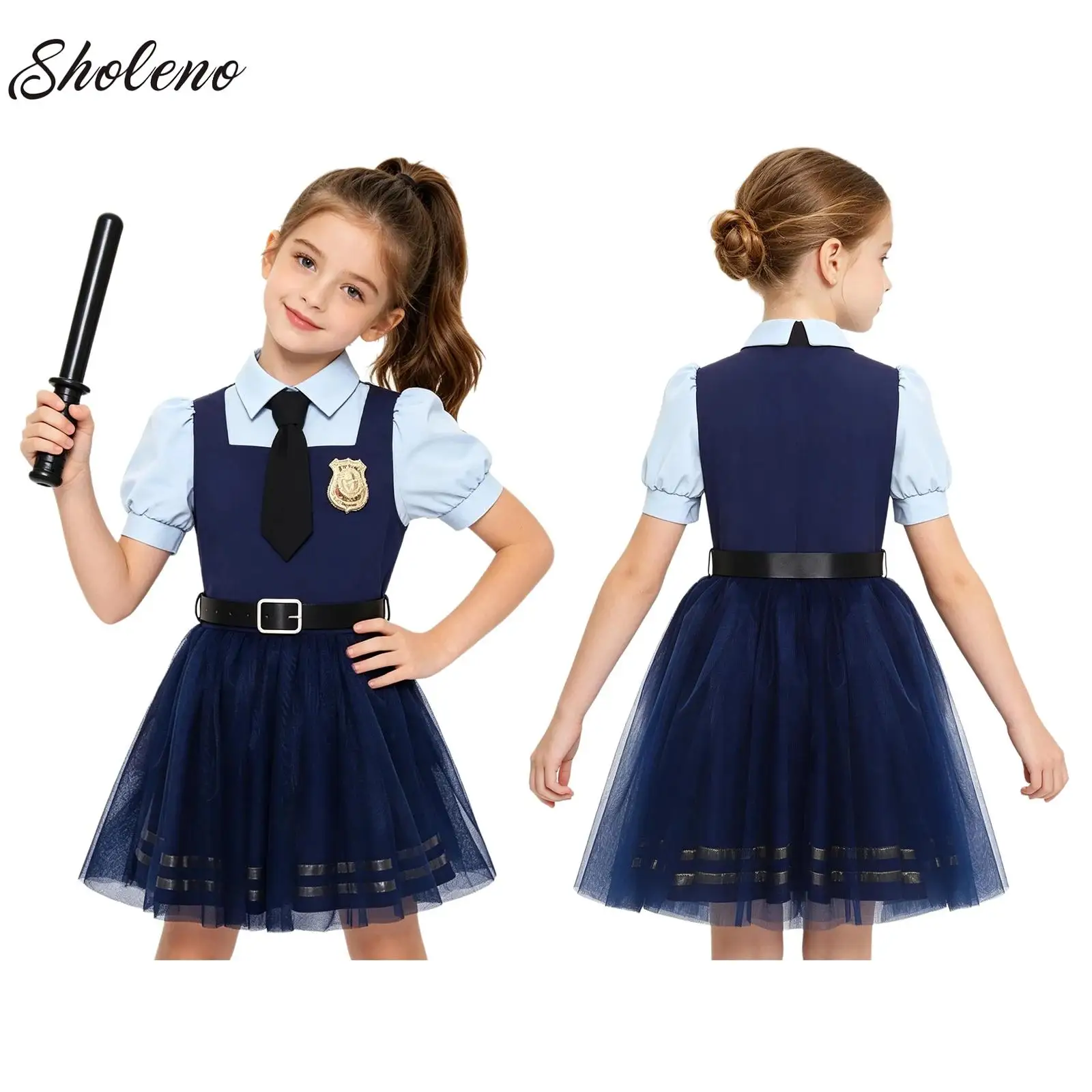 

Bunny Police Mesh Tutu Dress for Girls Movie Theme Costume Halloween Birthday Purim Carnival Party Kids Rabbit Dress Up Clothes