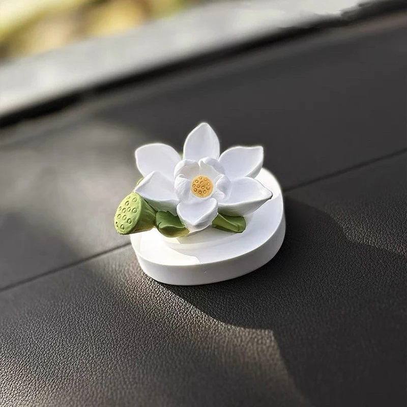

Lotus Flower Car Dashboard Scent Diffuser Stone Ornament Aroma Diffuser Natural Aroma Air Freshener Decorative Decor for Good