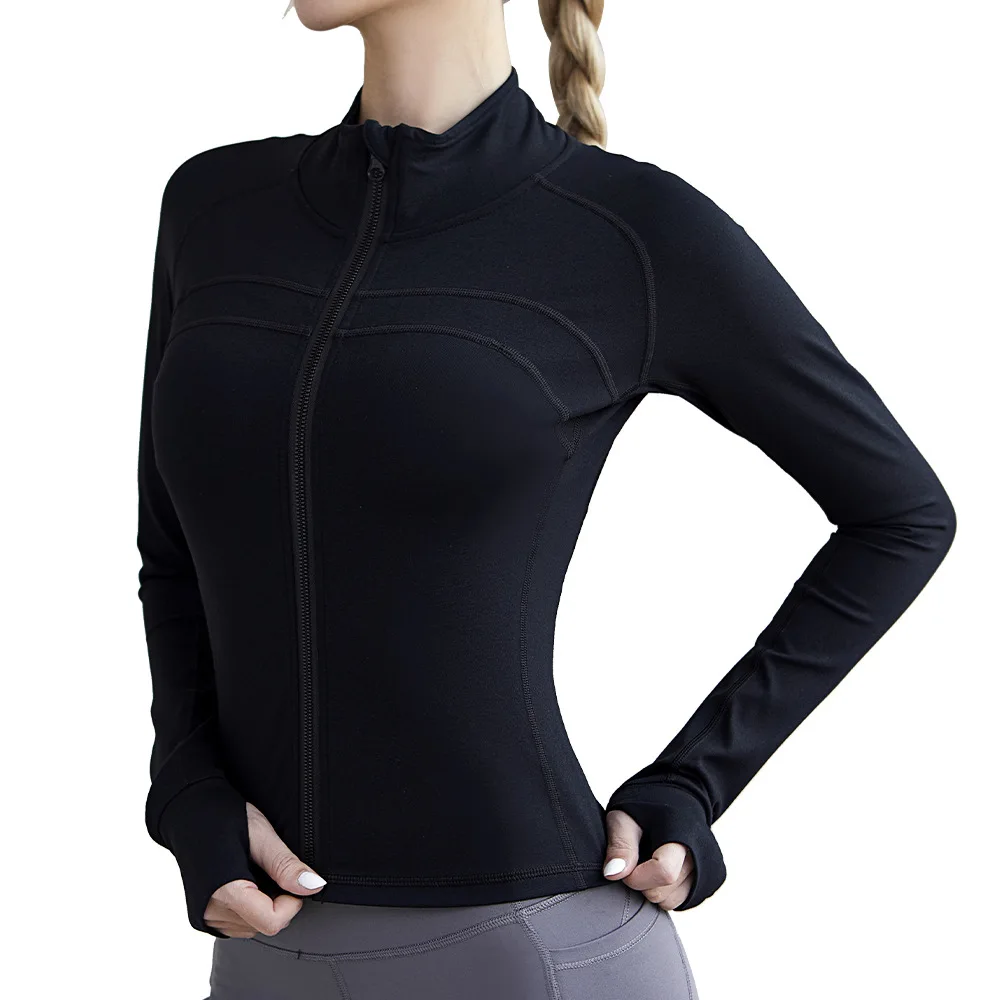 INLUMINE Large Size Sports Coat Zipper Yoga Wear With Thumb Sleeve Casual Sports Top Running Fitness Wear Long Sleeves For Women