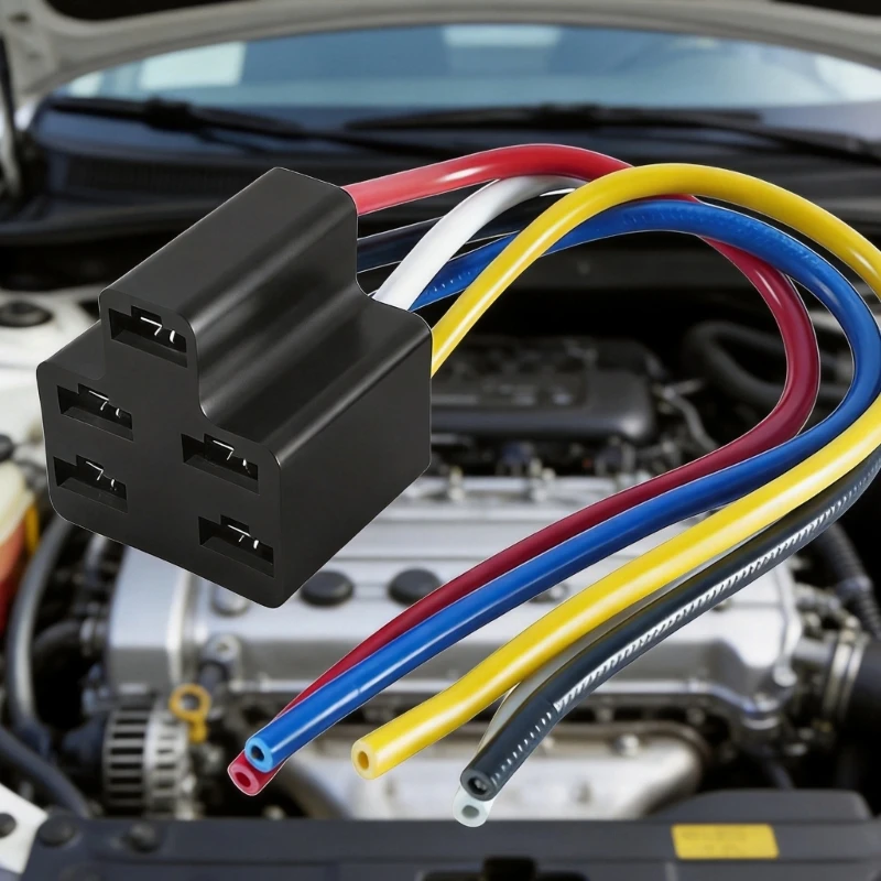 Automotive HVAC Blower Switches Wiring Harness with Socket-Style Housing and Color Coded Pigtail Leads for Climate Syste