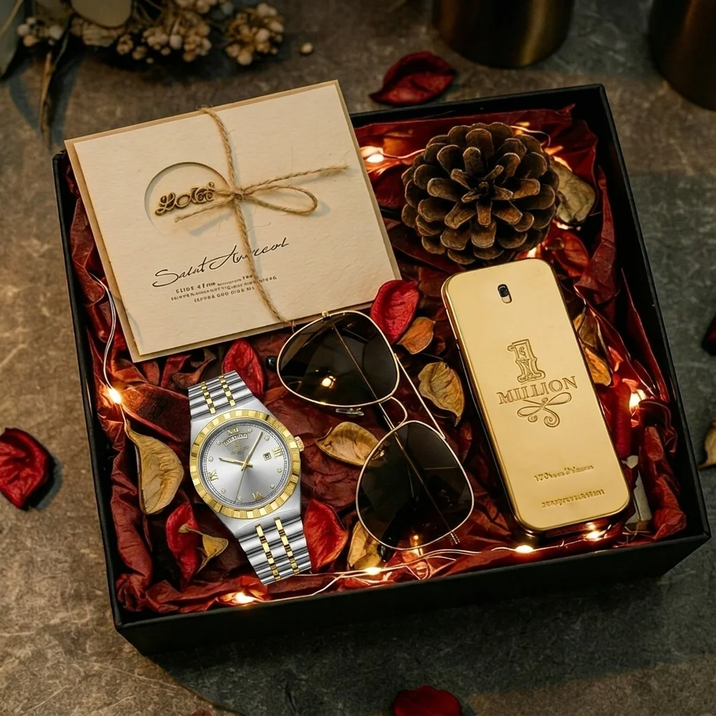 4pcs Men's Two-tone Stainless Steel Classic Diamond Accent Roman Numerals Quartz Watch Gift Set for Formal Events, Birthdays