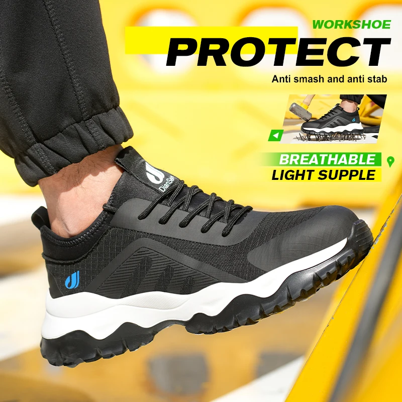 

Steel Toe Safety Shoes Men, Anti-Puncture Anti-Smash Non Slip Industrial Work Boots, Lightweight CE New Work Safety Shoes
