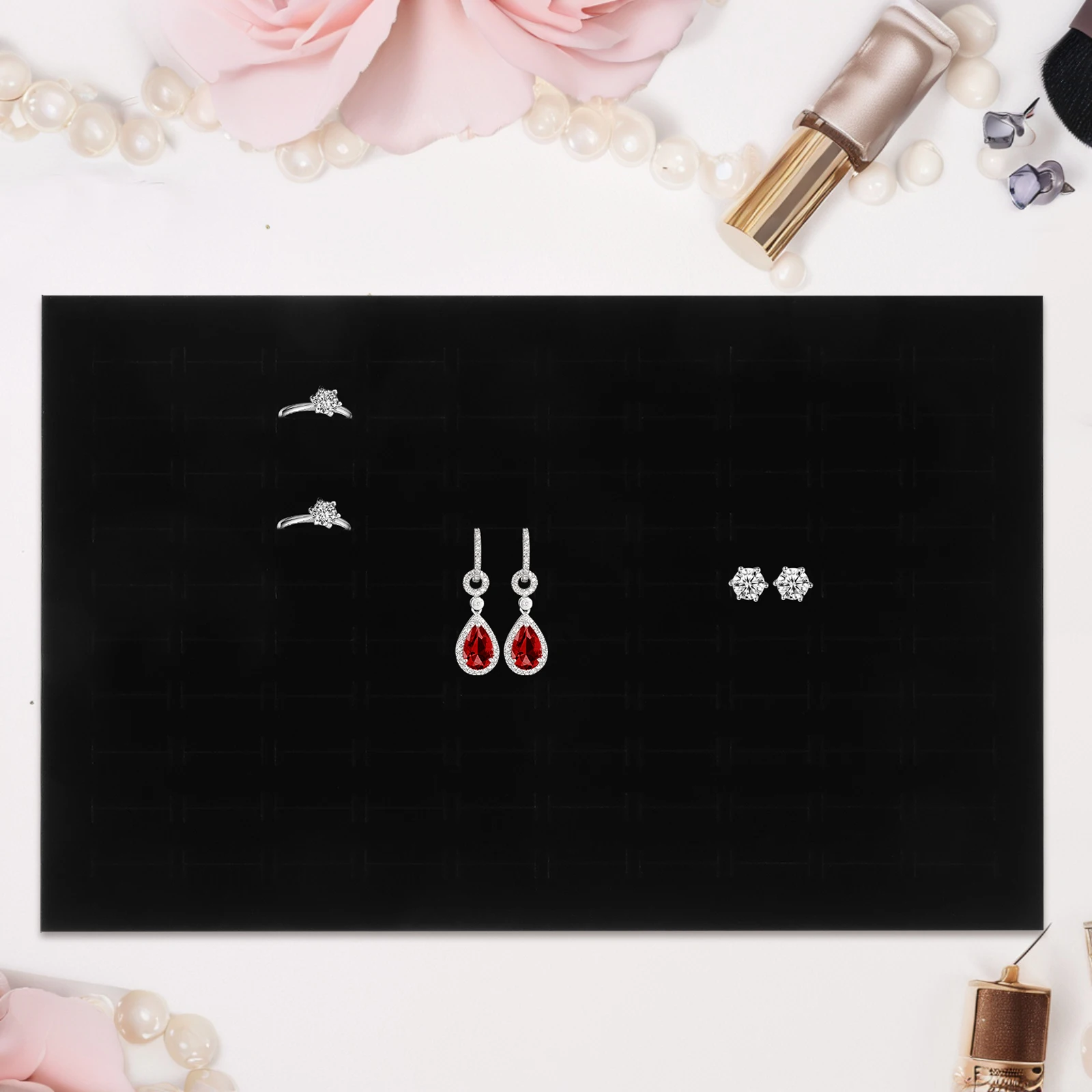 

2pcs Black Jewelry Box Pad with Sponge Insert for Rings Earrings Storage Display Organizer Protective Foam Liner Mat