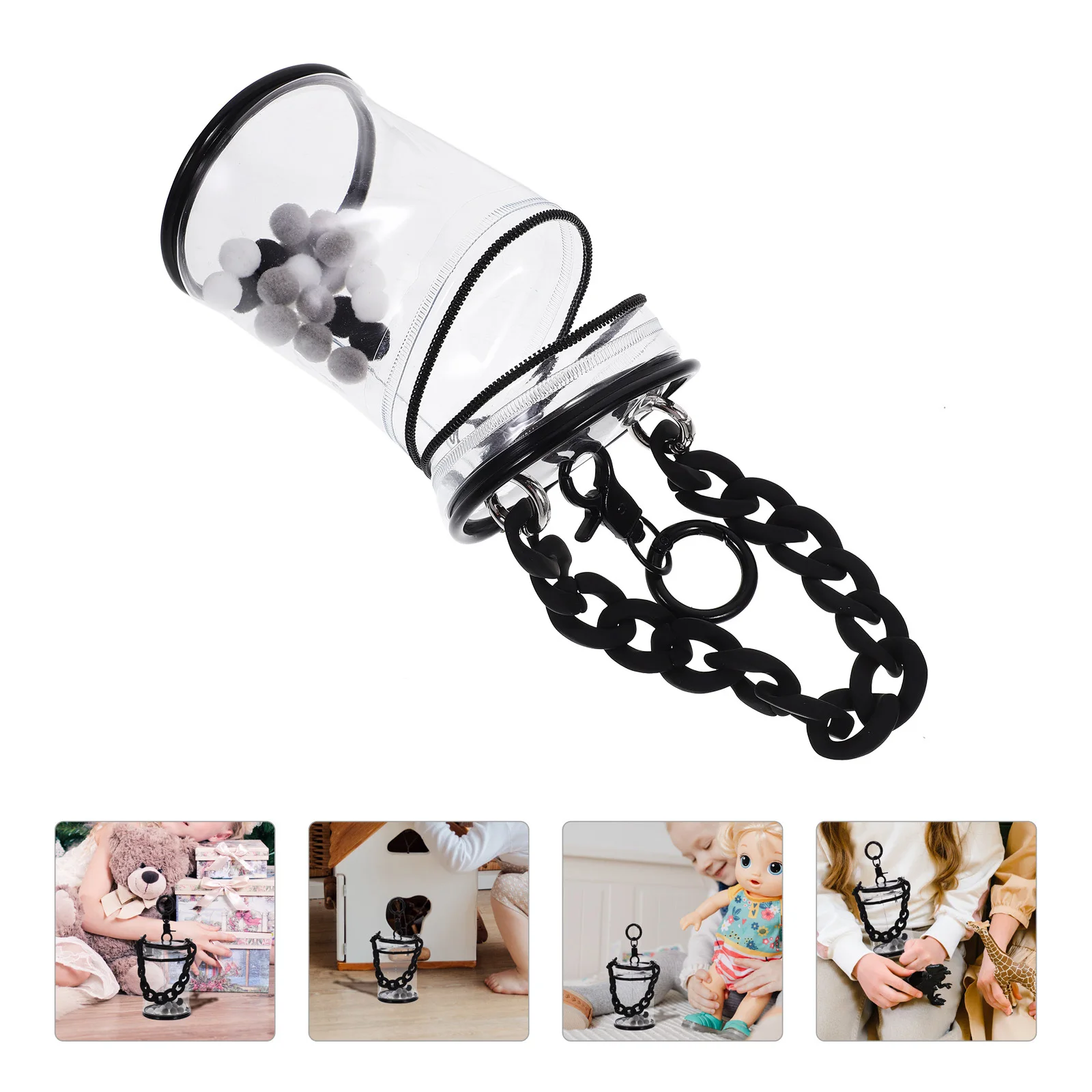 

1Set PVC Clear Display Bag Lightweight Portable Storage Holder for Mini Figures Travel Accessory Gift Display Bag