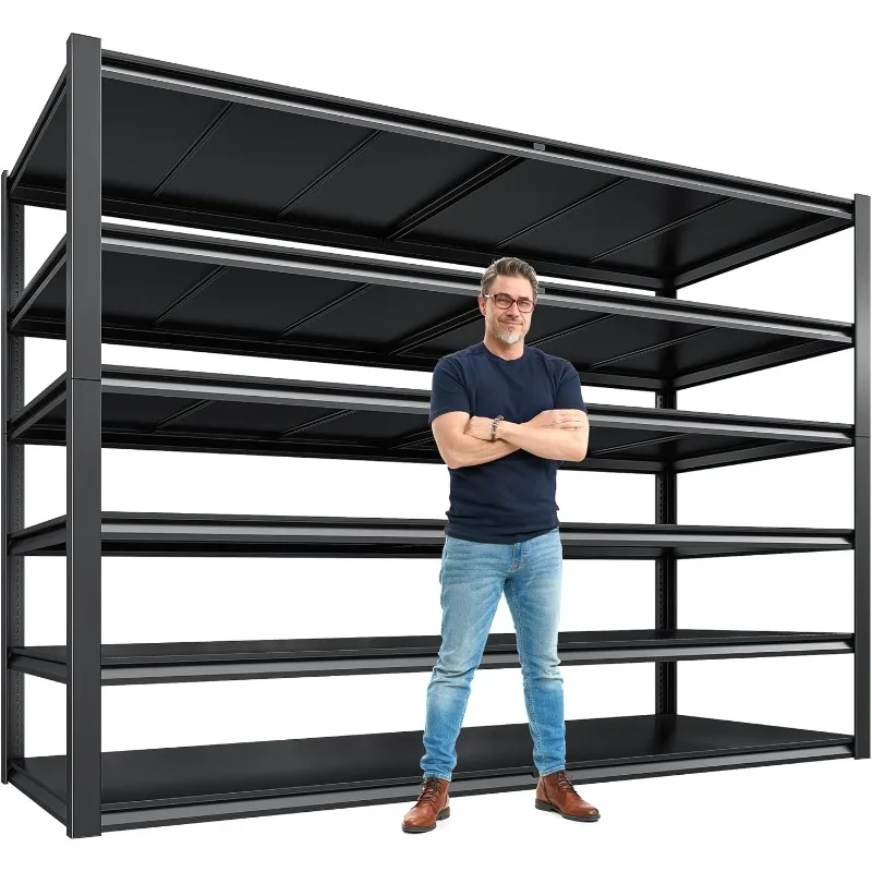 55.1 Inch Wide Storage Rack, Garage Shelving Heavy Duty Shelving Unit Load 3500 Lbs Adjustable 6 Tier Metal Shelves